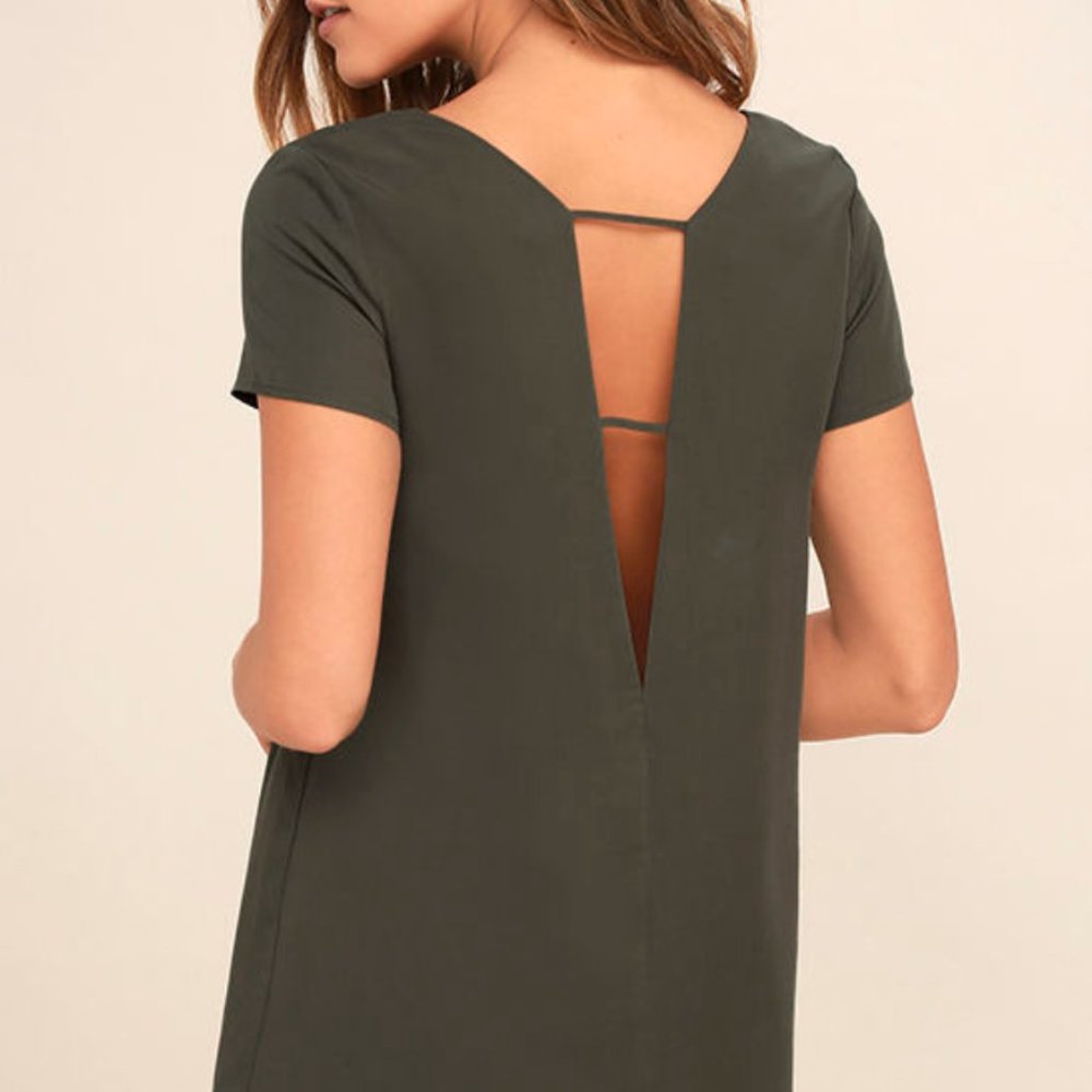 Mumbai the Way Washed Olive Green Shift Dress